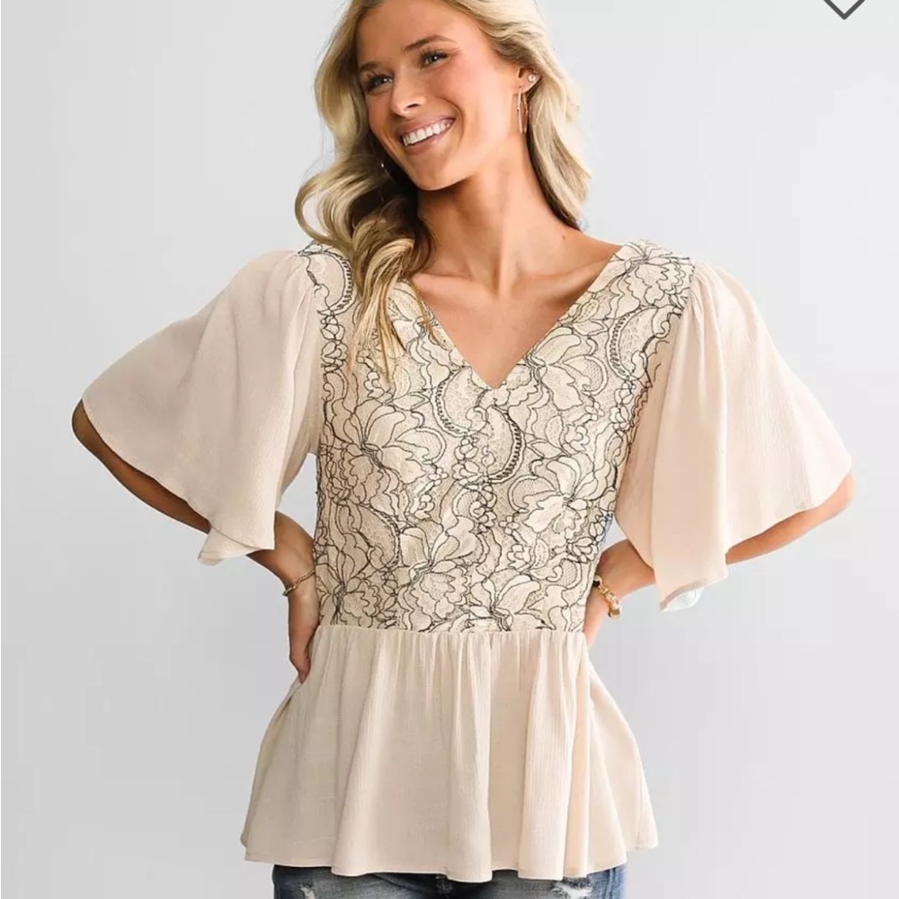 Lace Peplum Top